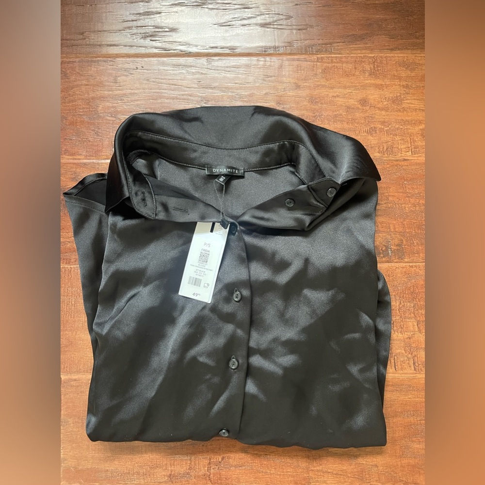 Black silky button down